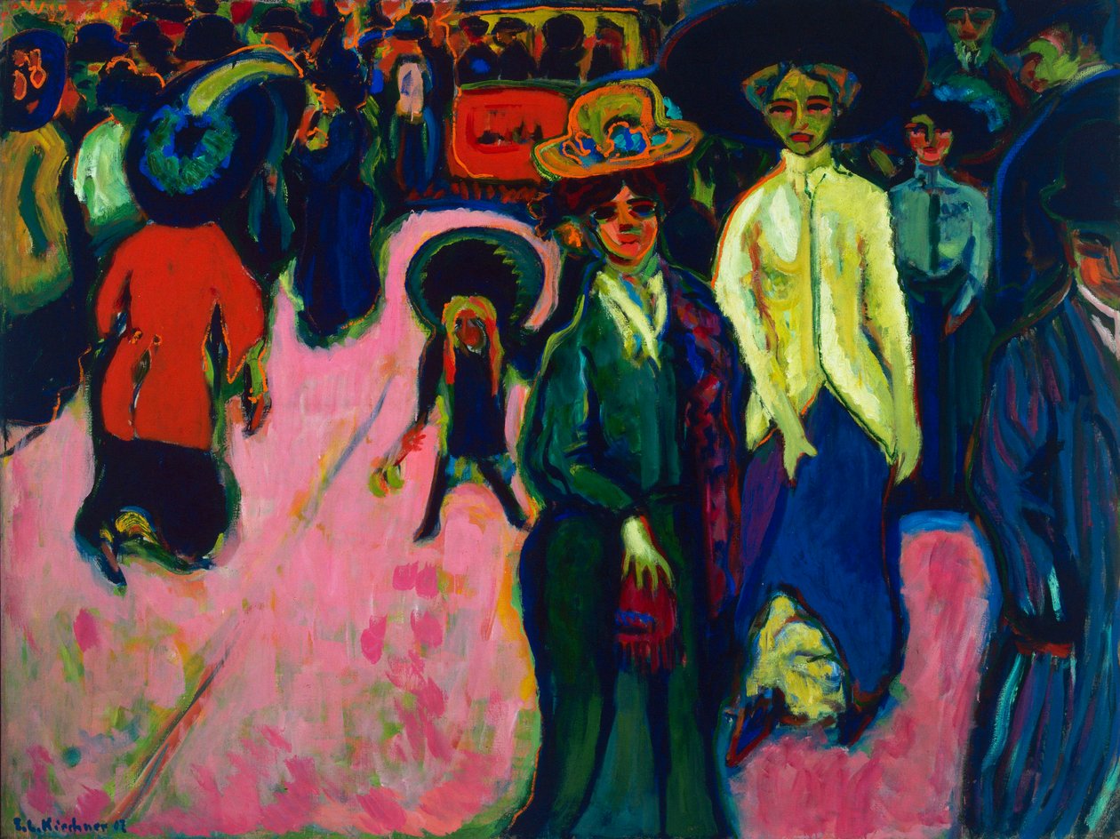 Street, Drezda (Németország). Ernst Ludwig Kirchner (1880-1938) festménye, olaj, vászon alkotó: Ernst Ludwig Kirchner