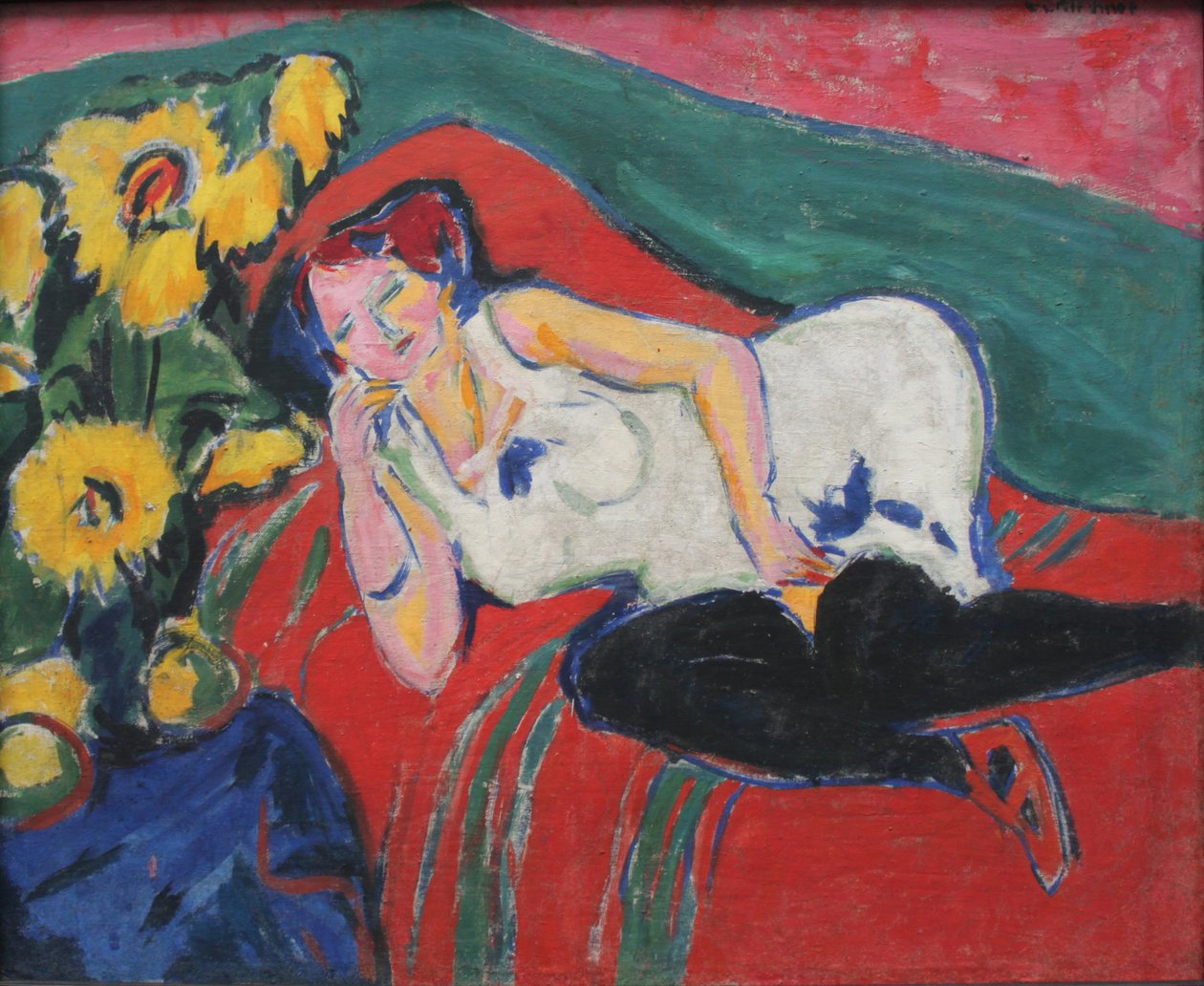 Pihenő nő fehér ingben alkotó: Ernst Ludwig Kirchner