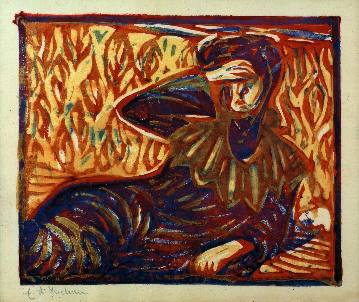 Pihenő lány fejfájással alkotó: Ernst Ludwig Kirchner