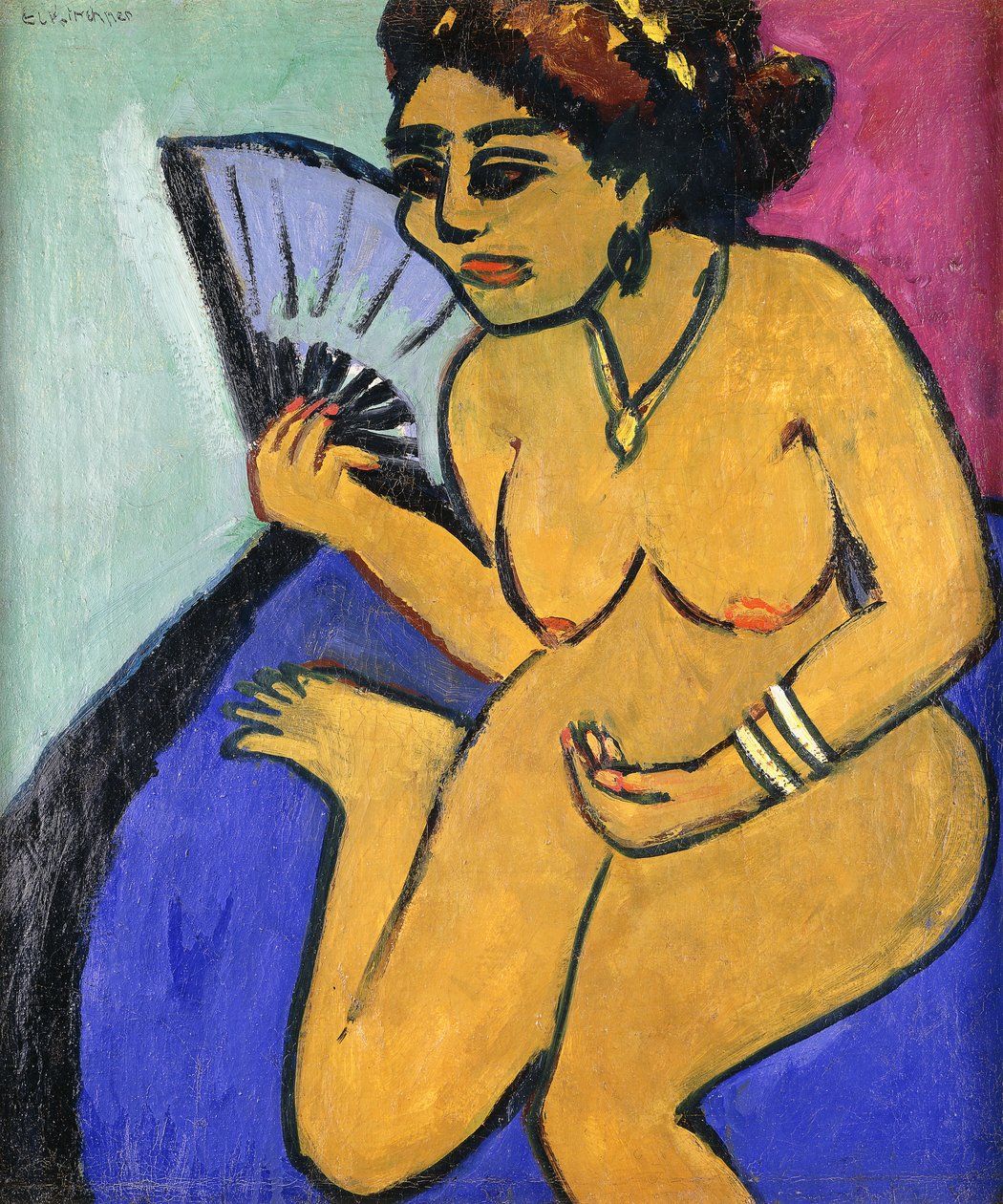 Ülő akt ventilátorral; Ülő akt legyezővel, 1910-11 alkotó: Ernst Ludwig Kirchner