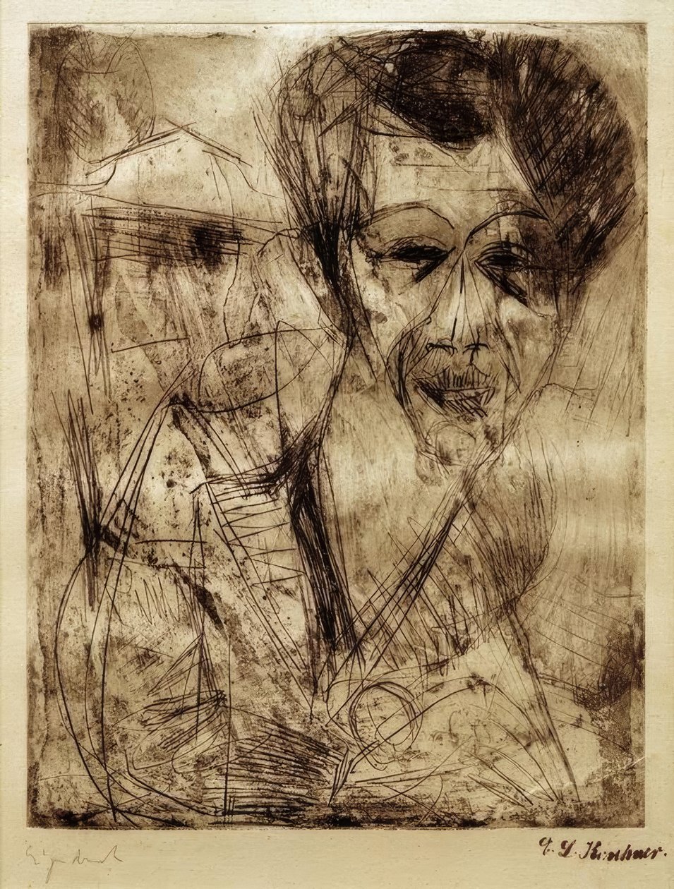 Önarckép (rajz) alkotó: Ernst Ludwig Kirchner