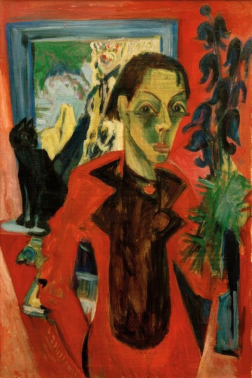 Önarckép macskával alkotó: Ernst Ludwig Kirchner
