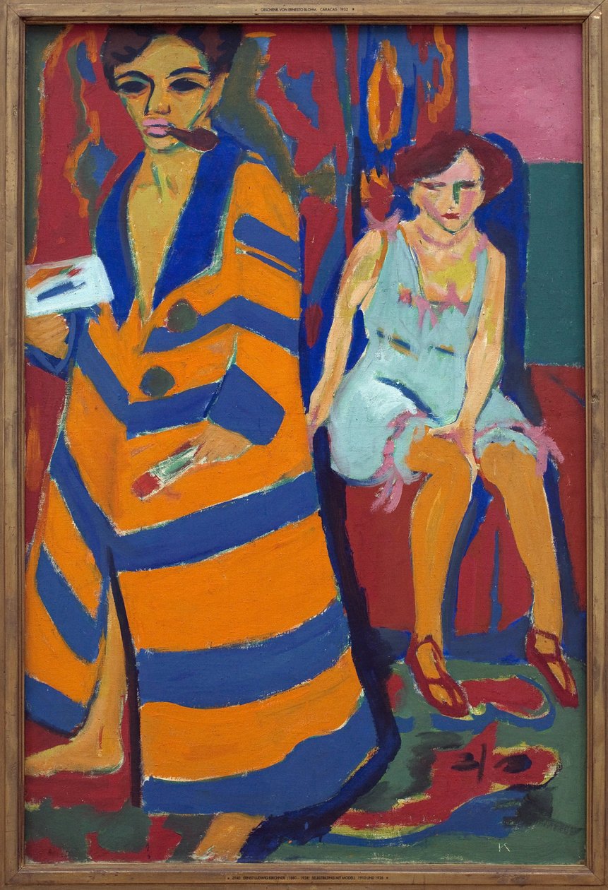 Önarckép modellel. Ernst Ludwig Kirchner (1880-1938) festménye, Olaj, vászon alkotó: Ernst Ludwig Kirchner