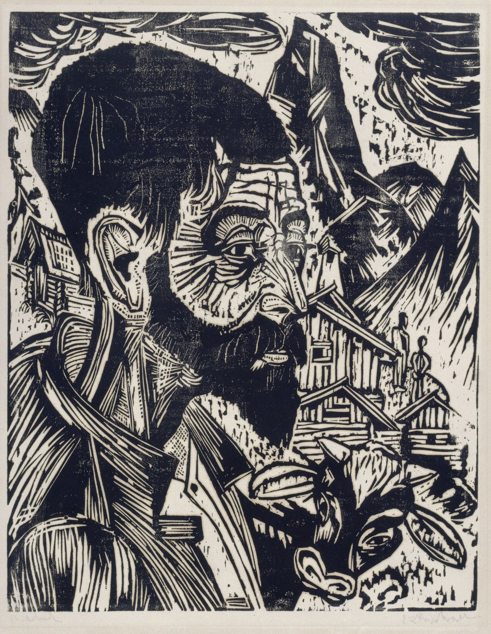 Alpesi pásztor feje (Martin Schmid) alkotó: Ernst Ludwig Kirchner