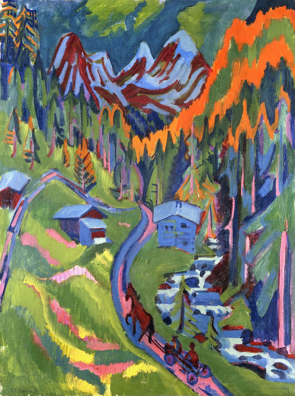 Sertig Path nyáron; Sertigweg im Sommer, 1923 alkotó: Ernst Ludwig Kirchner