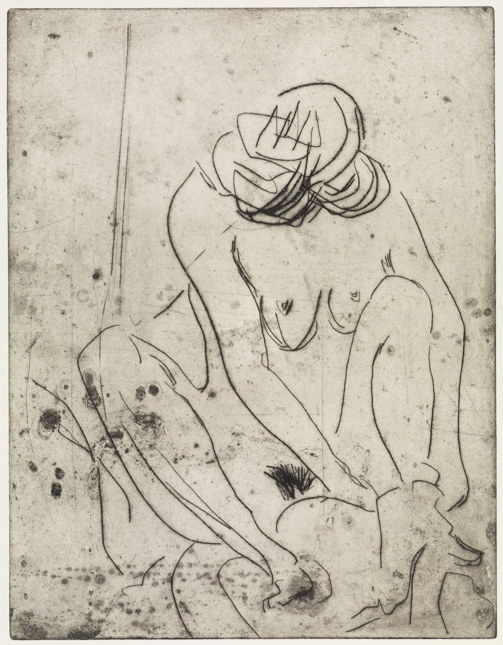 Megszáradó kislány / Két fürdőző nő alkotó: Ernst Ludwig Kirchner