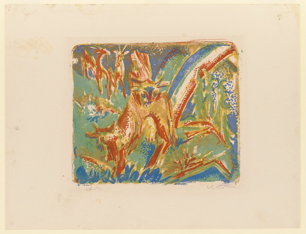Sieben Kühe und Regenbogen alkotó: Ernst Ludwig Kirchner