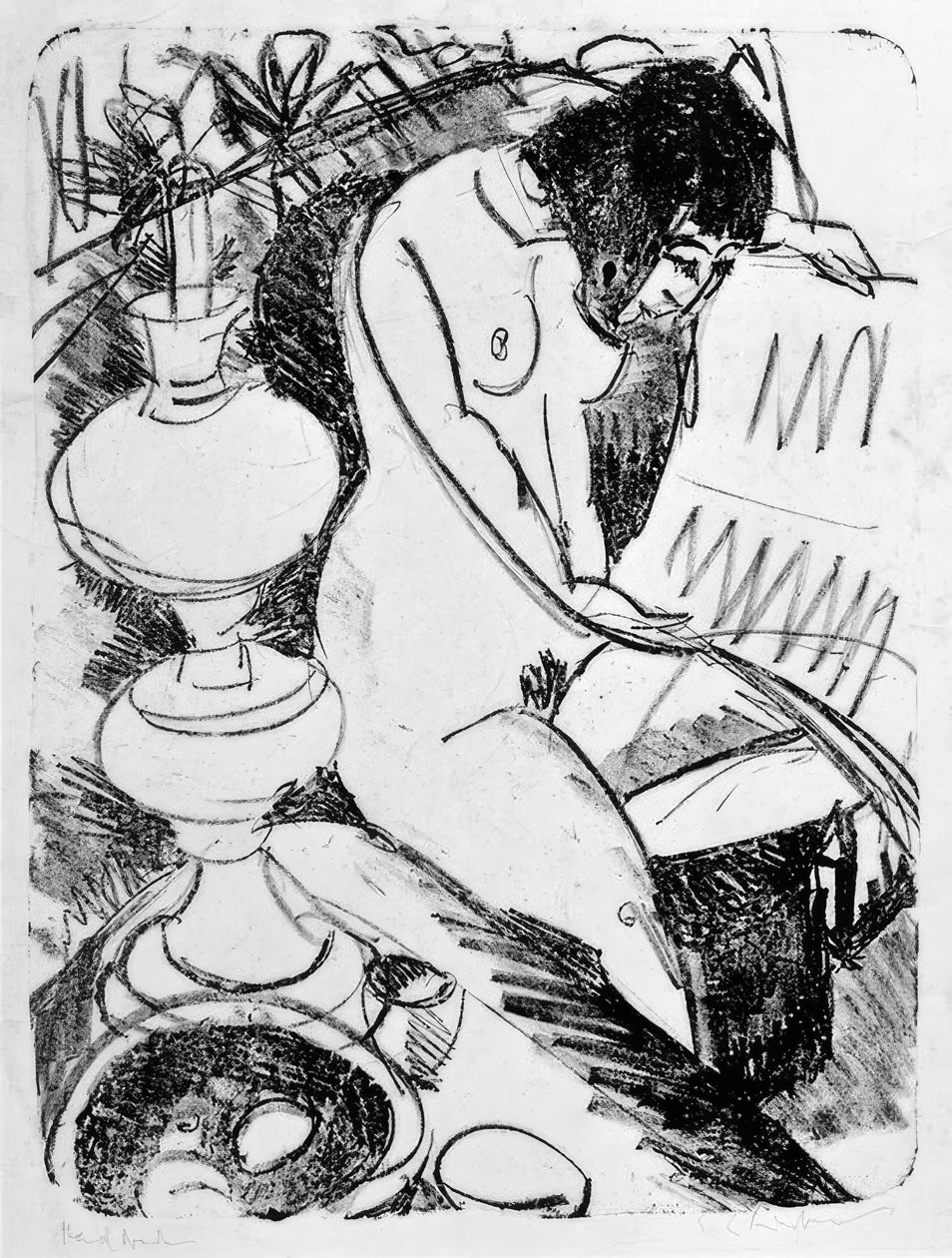 Ülő olvasási aktus alkotó: Ernst Ludwig Kirchner