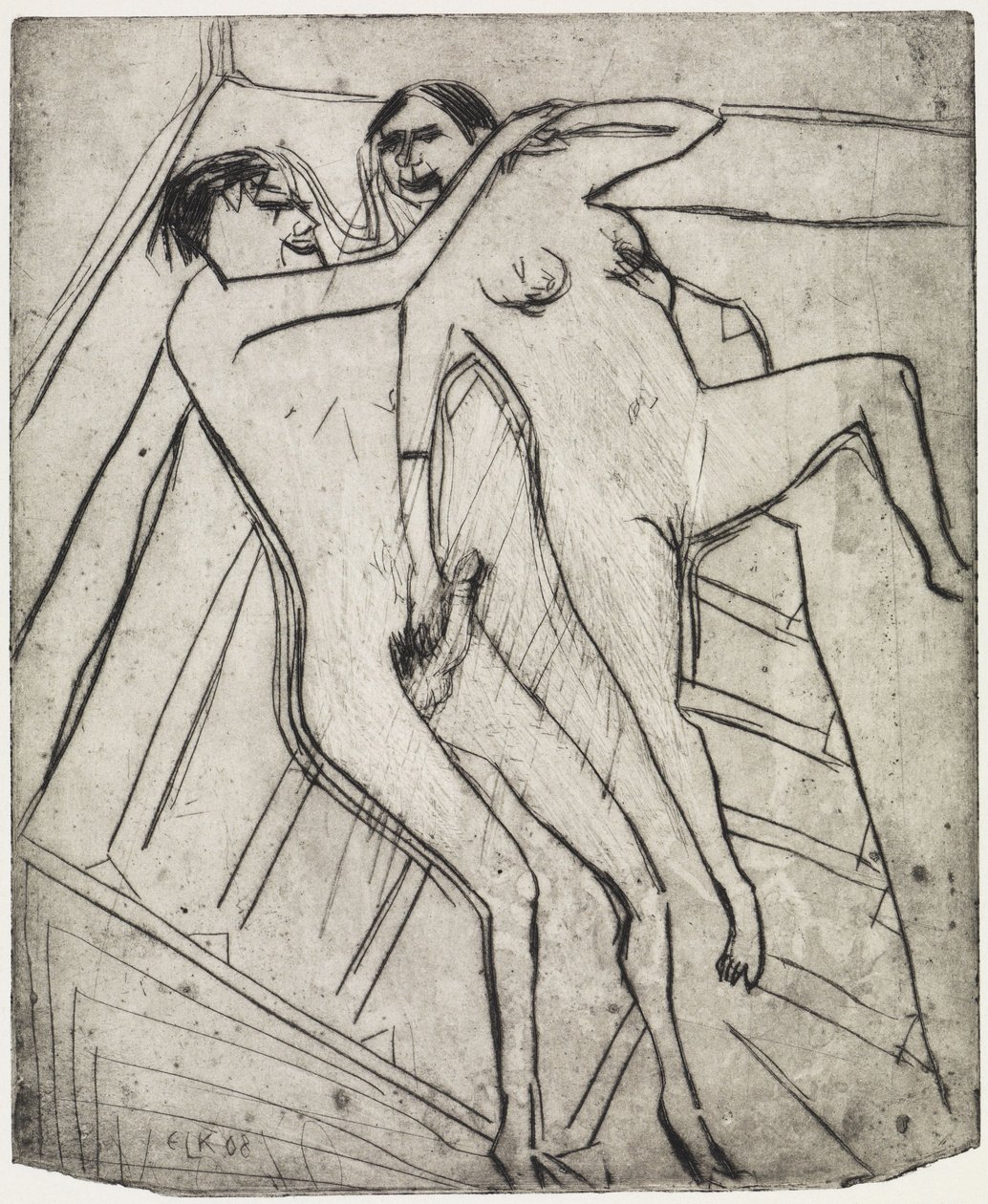 A tengerparton ülő lány/szerelmespár alkotó: Ernst Ludwig Kirchner