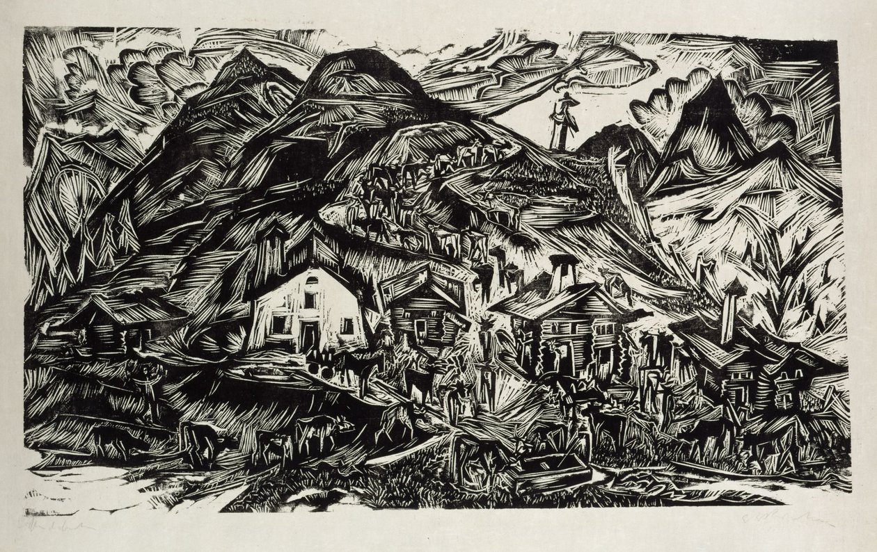 Stafelalp, összkép - felhajtás az alpesi legelőre alkotó: Ernst Ludwig Kirchner