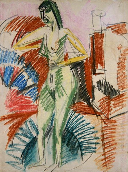 Álló női akt, kádban alkotó: Ernst Ludwig Kirchner