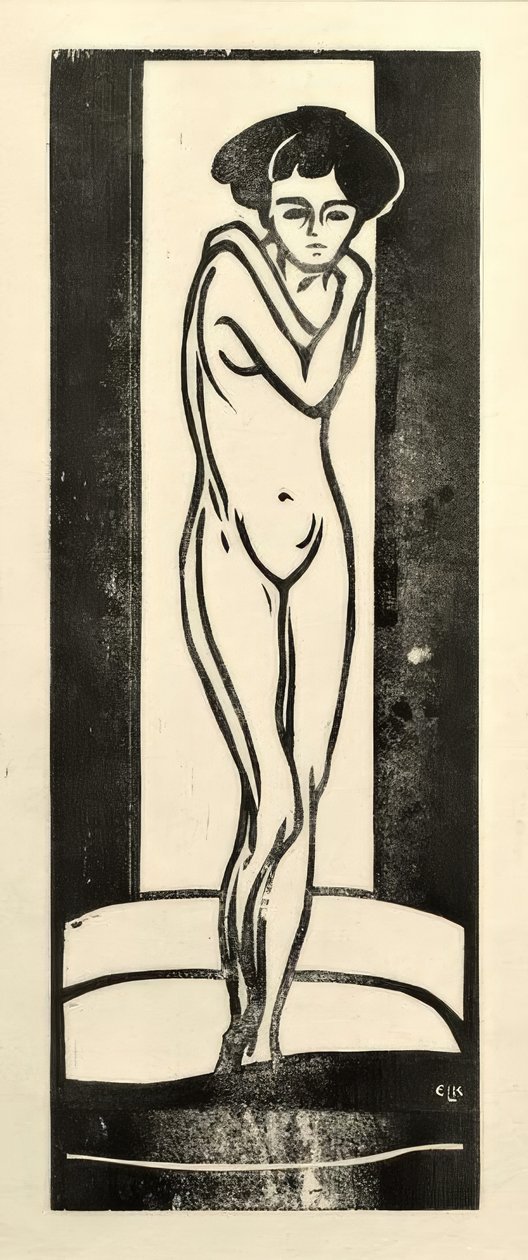Álló lány meztelenül, összefont karokkal alkotó: Ernst Ludwig Kirchner