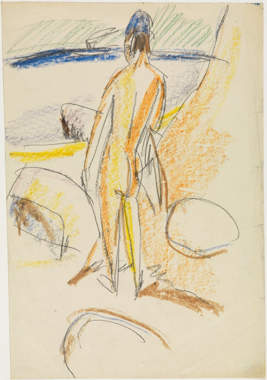 Álló hátakt „A szikláknál” (Fehmarn) alkotó: Ernst Ludwig Kirchner