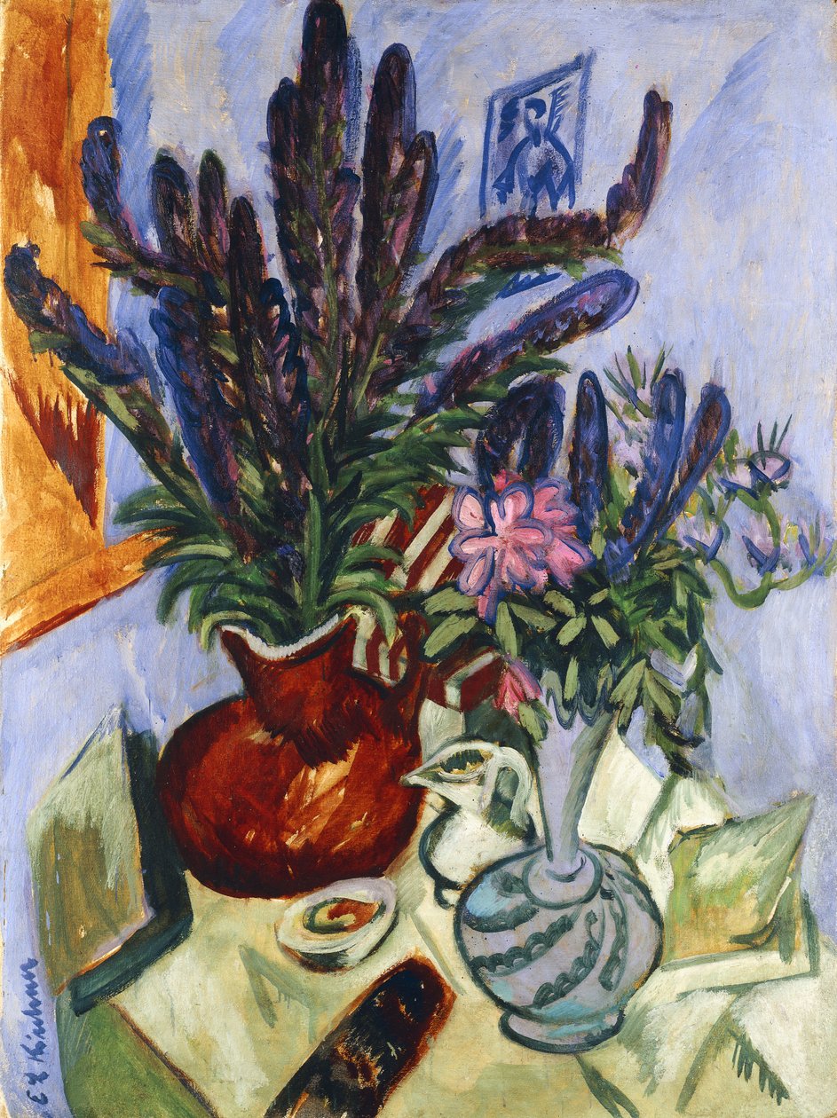 Csendélet virágvázával; Stilleben Mit Blumenvasen, 1912 alkotó: Ernst Ludwig Kirchner