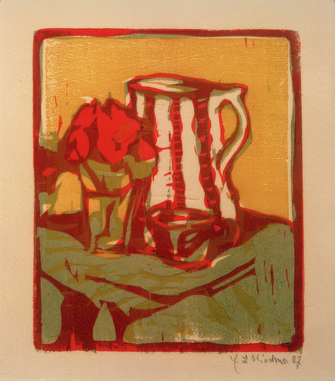 Csendélet kancsóval és virágokkal alkotó: Ernst Ludwig Kirchner