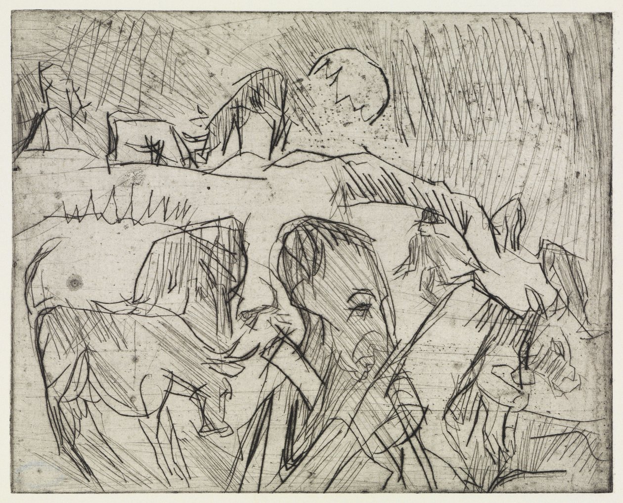 Mardersteig című tanulmány / Pásztor tehenekkel a hegyen alkotó: Ernst Ludwig Kirchner