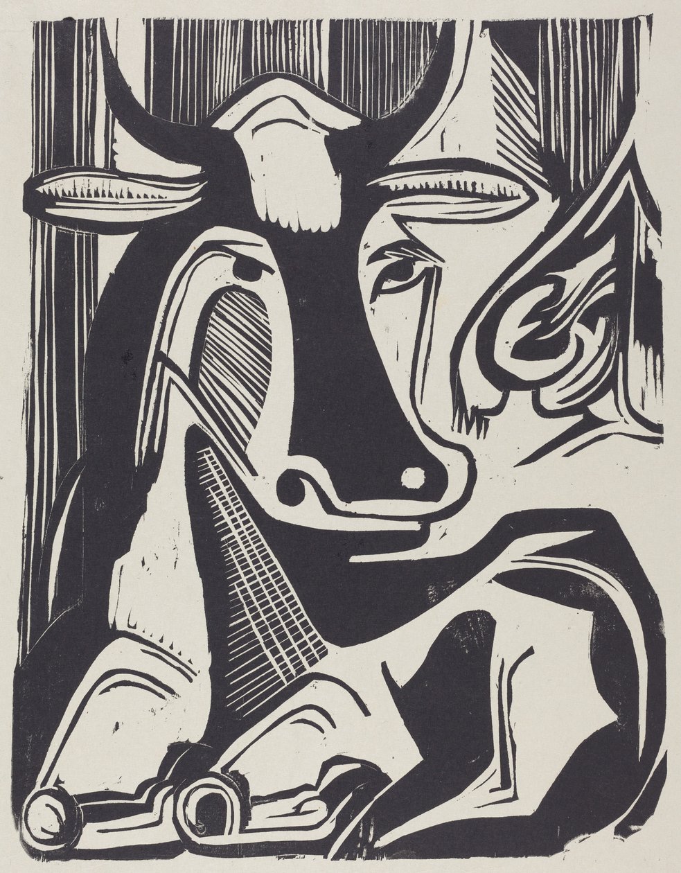 A fekvő nagy tehén (The Large Cow Lying Down) alkotó: Ernst Ludwig Kirchner