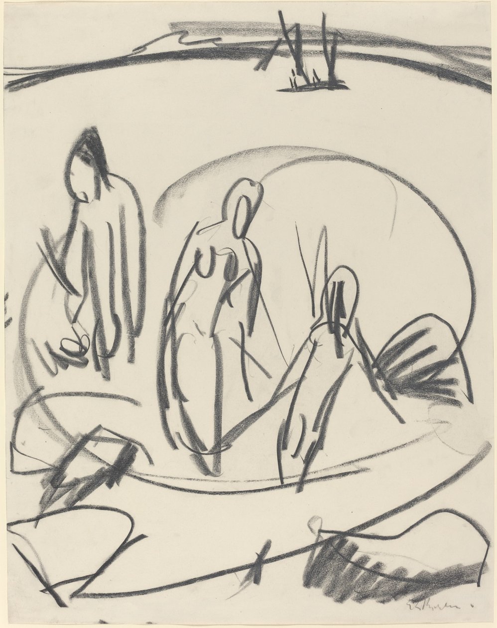 Három fürdőző a tengerben alkotó: Ernst Ludwig Kirchner
