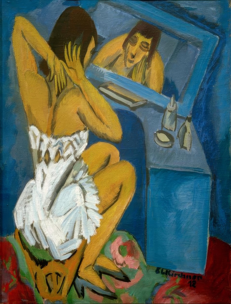 WC; Nő a tükör előtt alkotó: Ernst Ludwig Kirchner