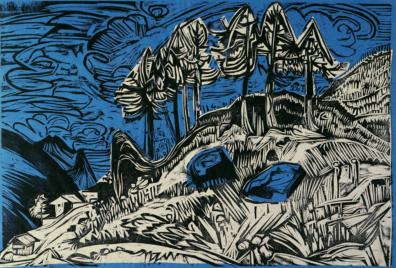 Fák a hegy lejtőjén alkotó: Ernst Ludwig Kirchner