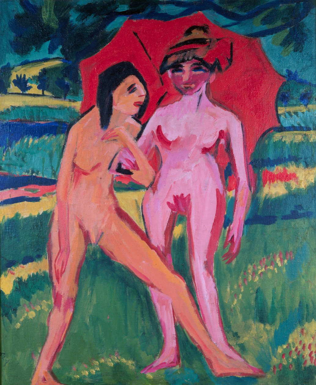 Két lány egy esernyő alatt alkotó: Ernst Ludwig Kirchner