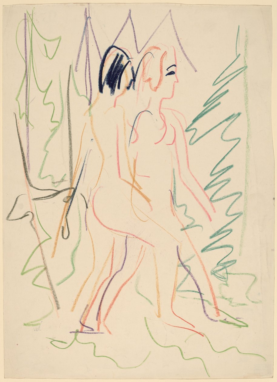 Két akt egy erdőben alkotó: Ernst Ludwig Kirchner