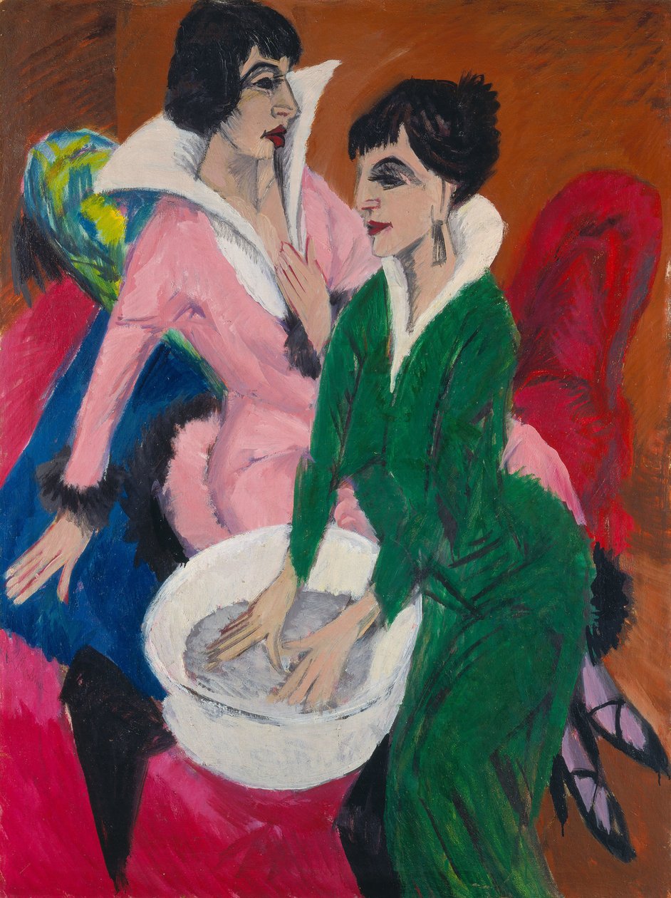 Két nő a mosogató mellett. A nővérek, 1913. alkotó: Ernst Ludwig Kirchner