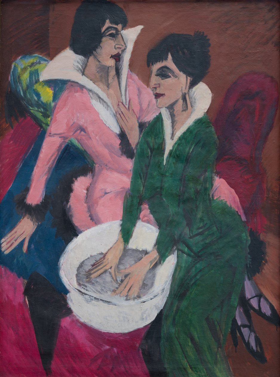 Két nő mosdóval; A nővérek alkotó: Ernst Ludwig Kirchner