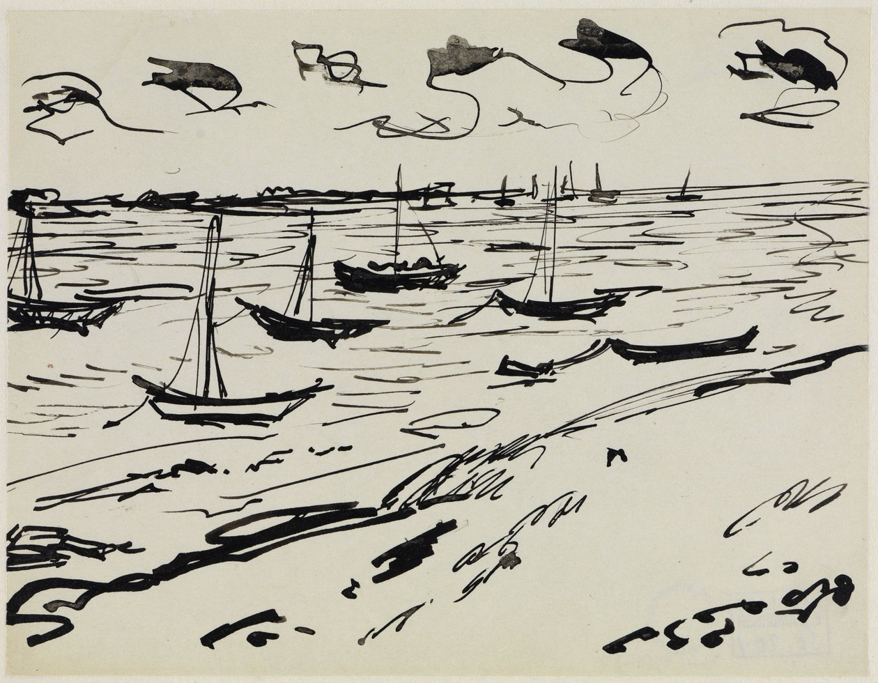 Lehorgonyzott halászhajók (Fehmarn) alkotó: Ernst Ludwig Kirchner