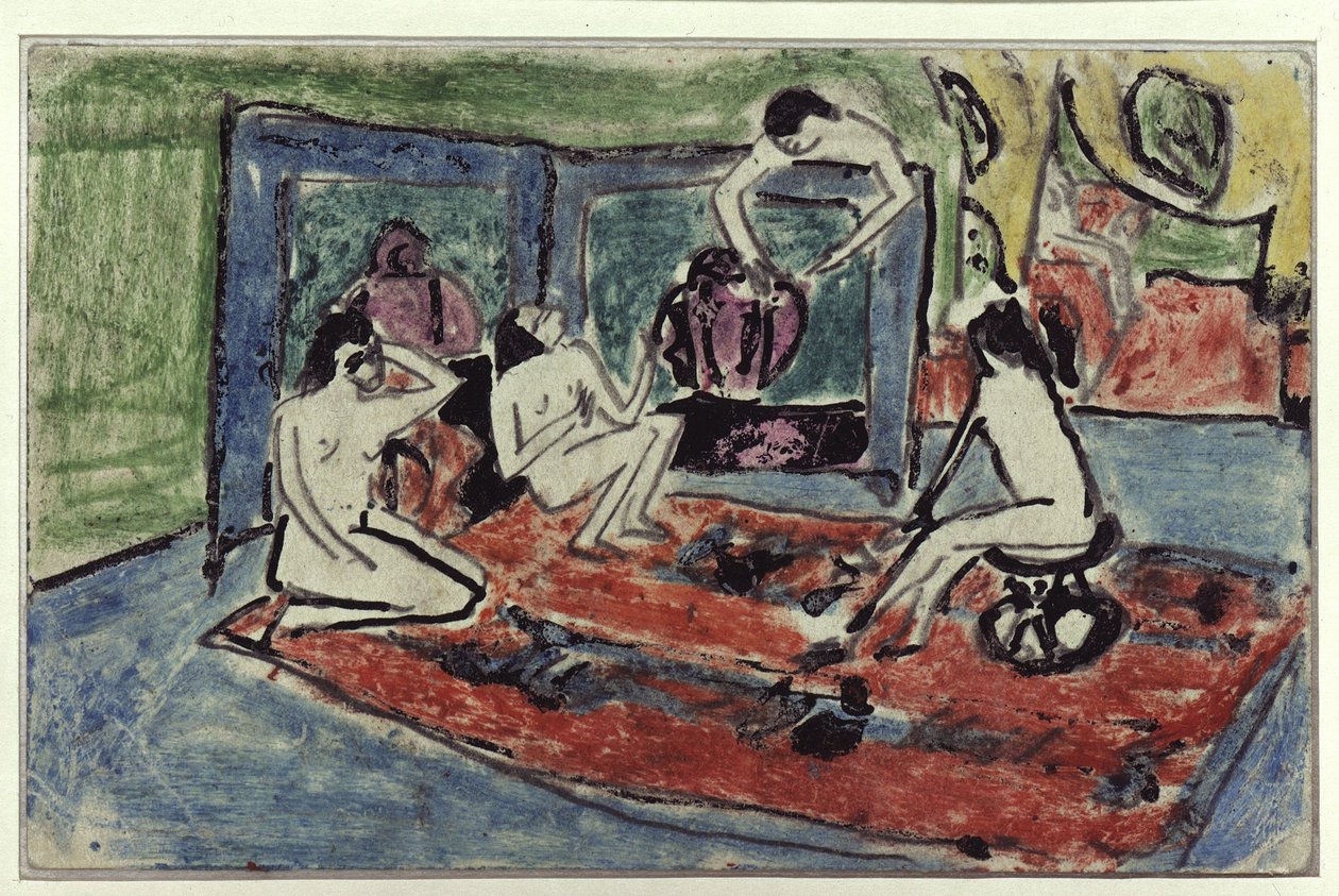 Négy akt a műteremben (képeslap Maschka Müllernek) alkotó: Ernst Ludwig Kirchner