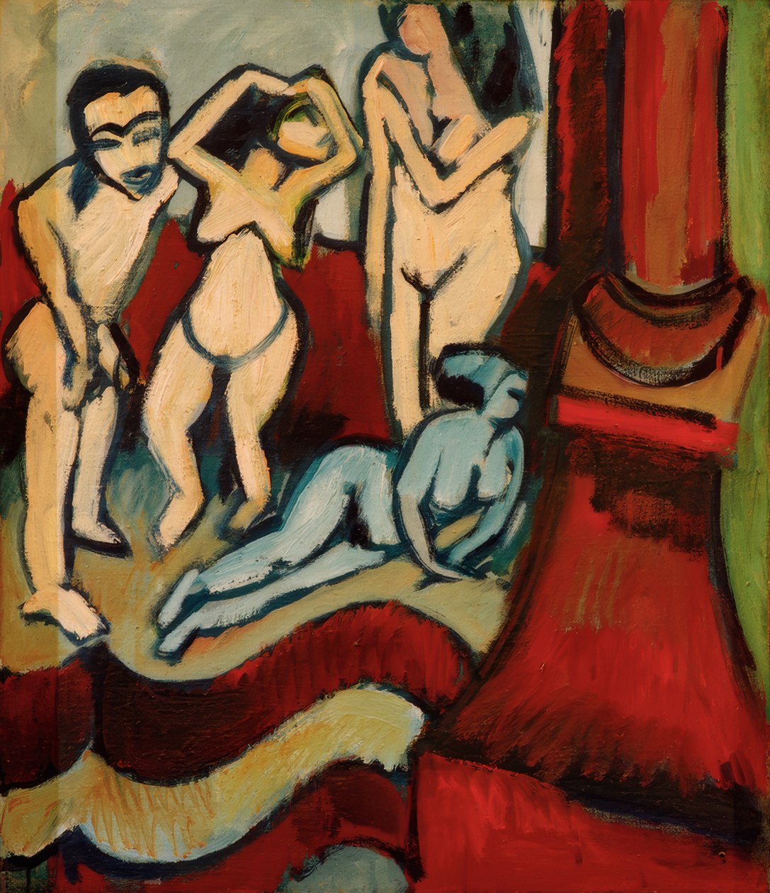 Négy fából készült szobor alkotó: Ernst Ludwig Kirchner