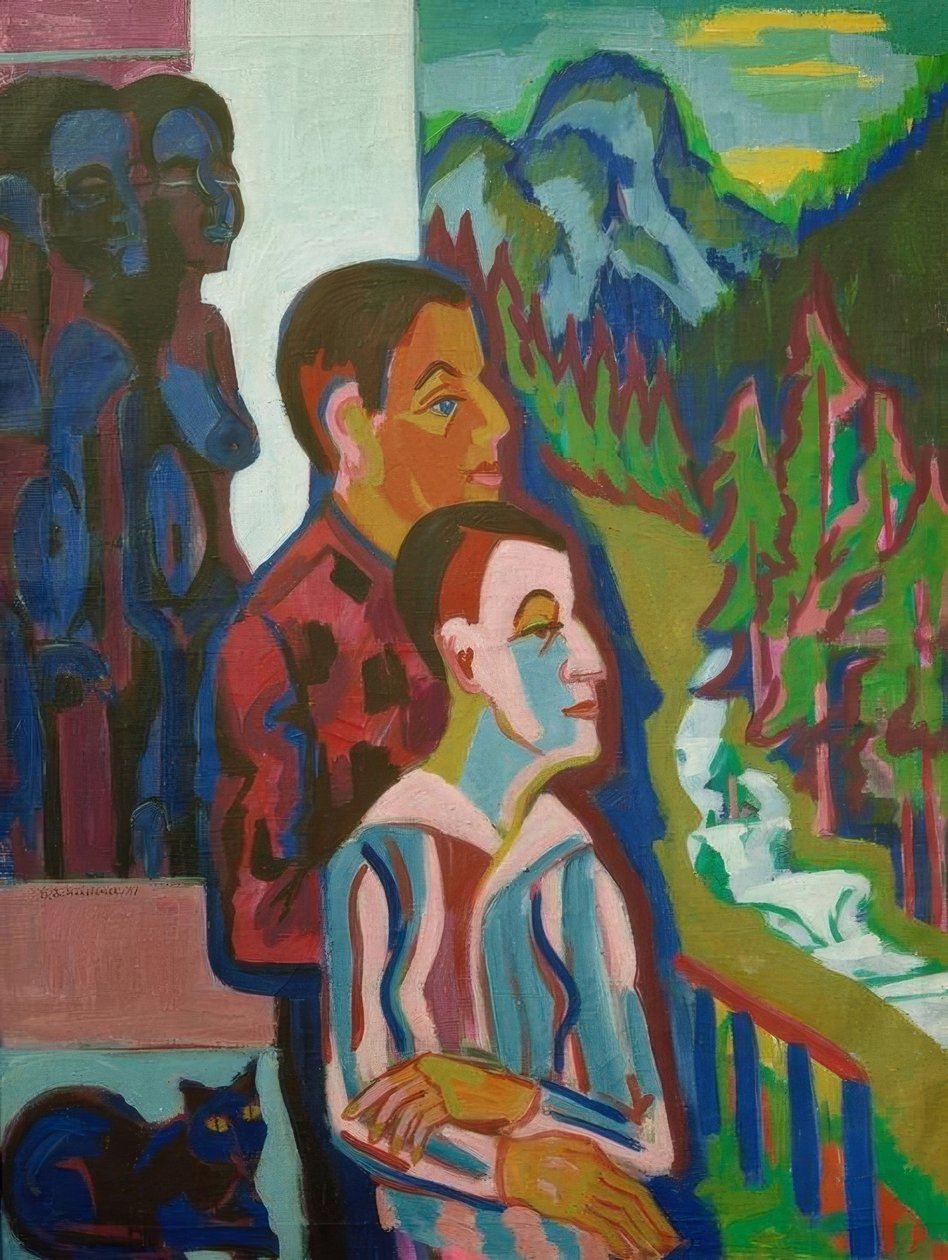 Napkelte előtt – még Ernával a Wildbodenhaus előtt alkotó: Ernst Ludwig Kirchner