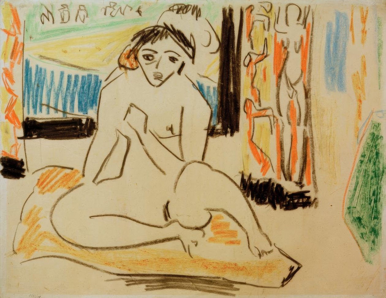 Női akt a tükörben alkotó: Ernst Ludwig Kirchner