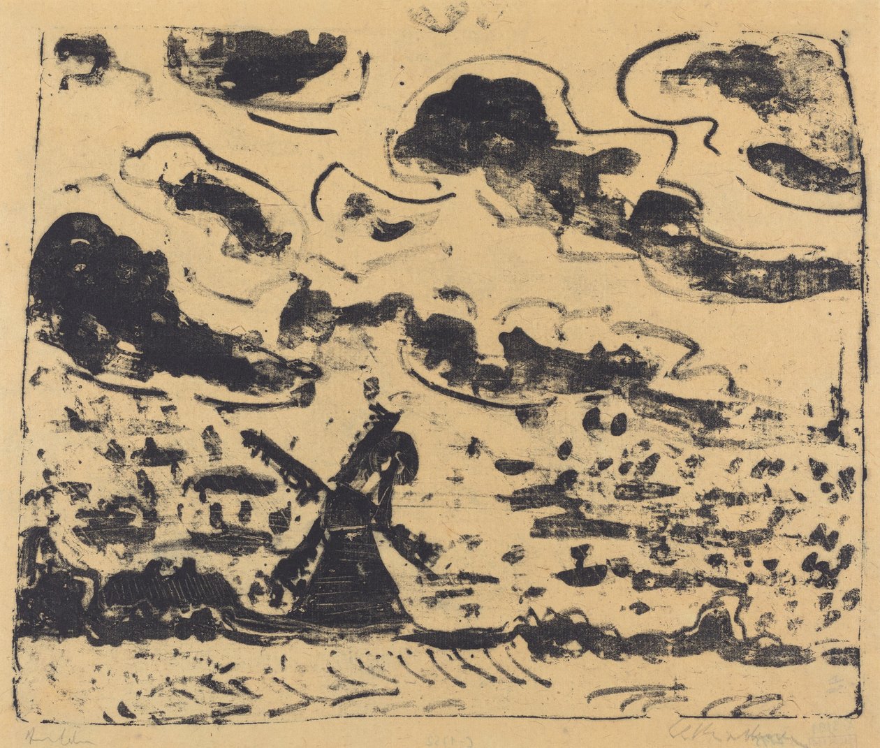 Szélmalom Burg közelében, Fehmarnban alkotó: Ernst Ludwig Kirchner