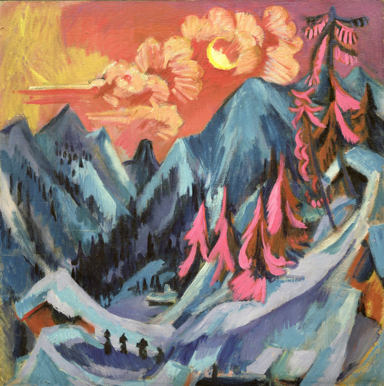 Téli táj holdfényben, 1919 alkotó: Ernst Ludwig Kirchner