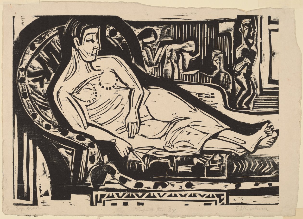 Nő feküdt a kanapén alkotó: Ernst Ludwig Kirchner