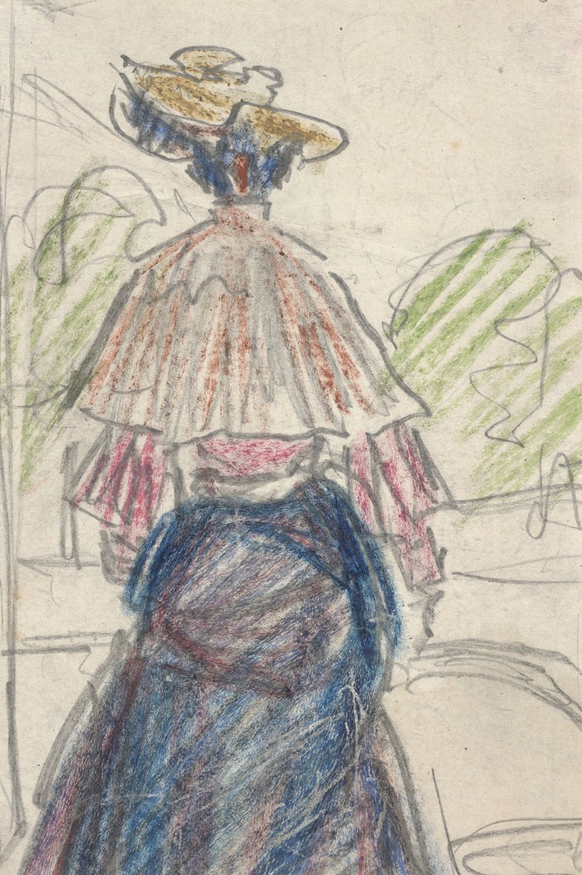 Nő a tájban hátulról nézve (ceruza és zsírkréta papíron) alkotó: Ernst Ludwig Kirchner