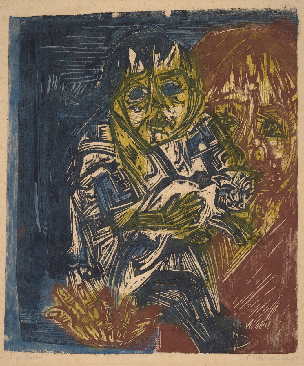 Nő egy gyerekkel és egy macskával alkotó: Ernst Ludwig Kirchner