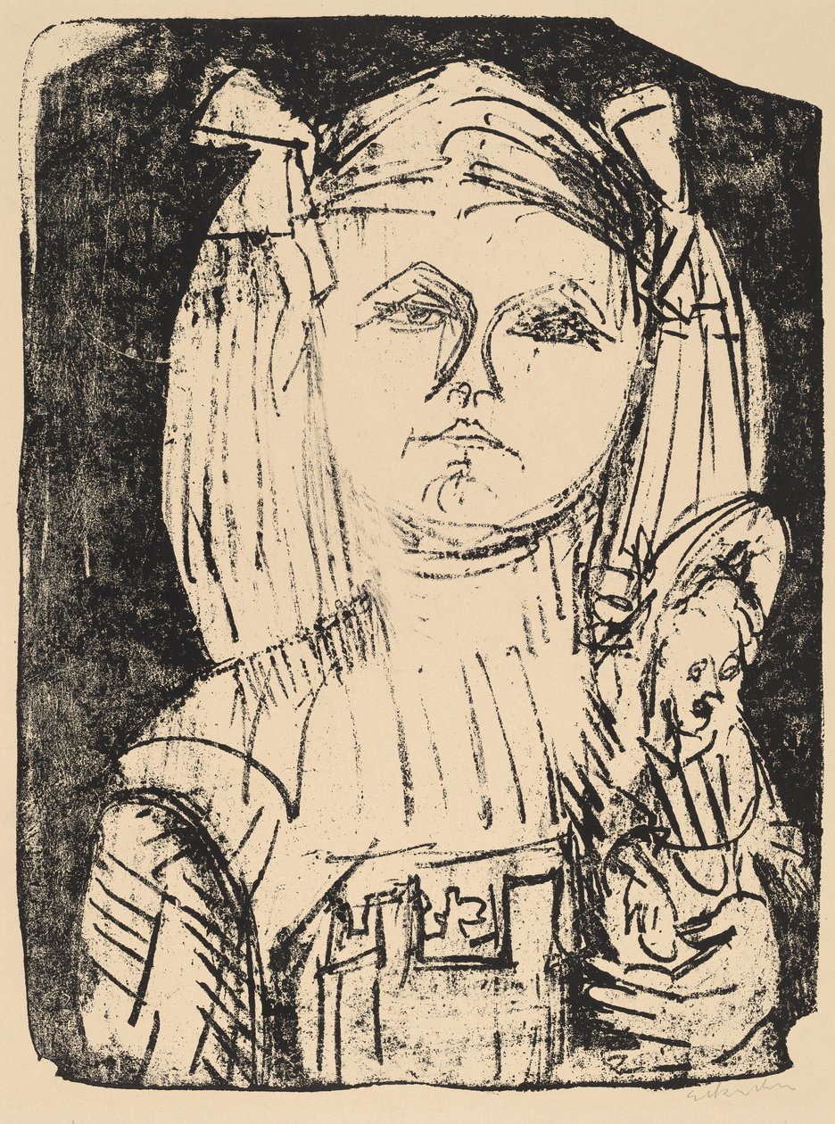 Fiatal lány babával alkotó: Ernst Ludwig Kirchner