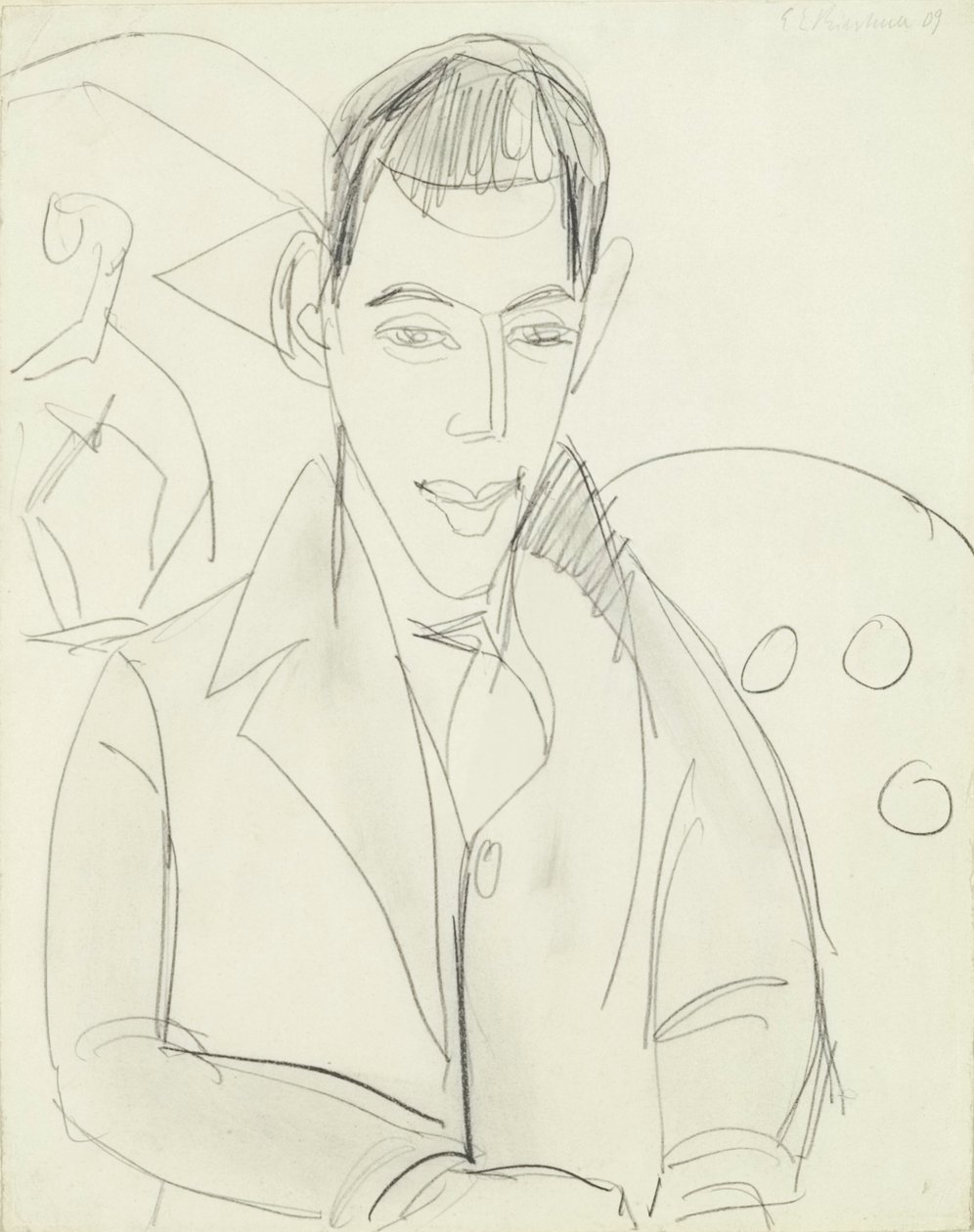 Fiatal költő (Simon Guttmann), 1911 (grafit papíron) alkotó: Ernst Ludwig Kirchner