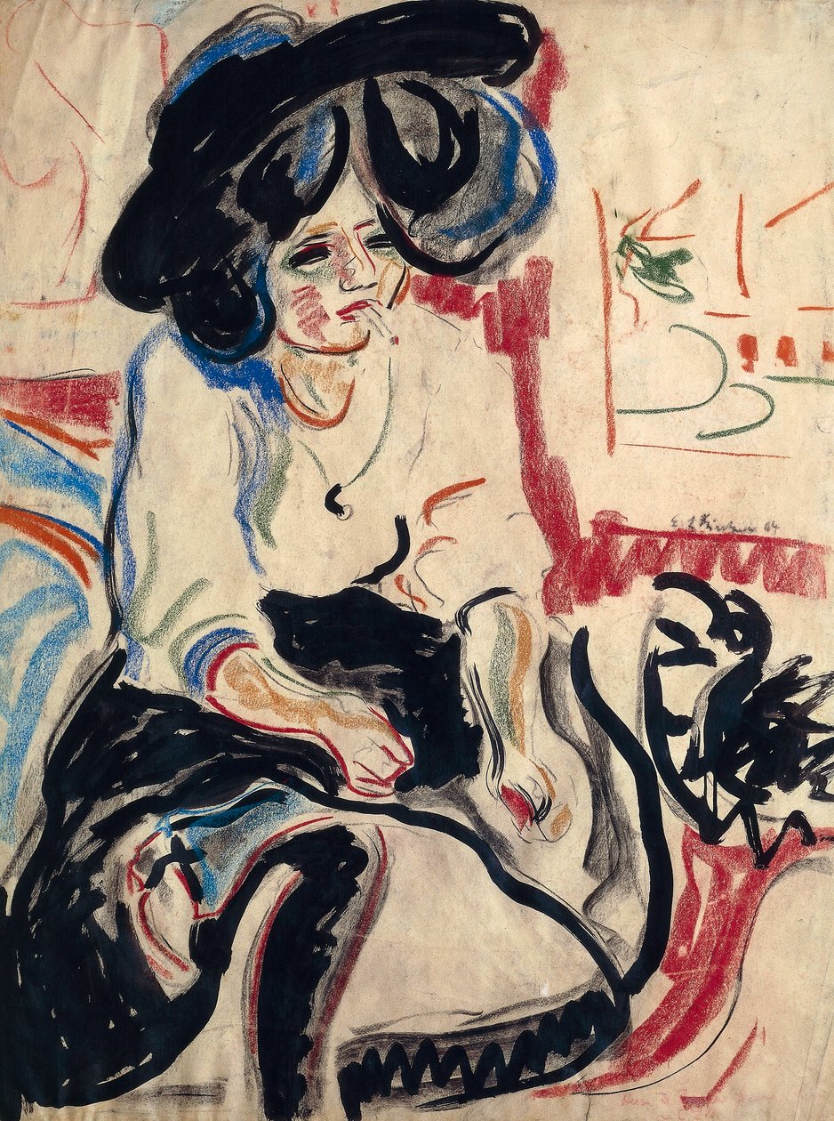 Fiatal nő cigarettával alkotó: Ernst Ludwig Kirchner