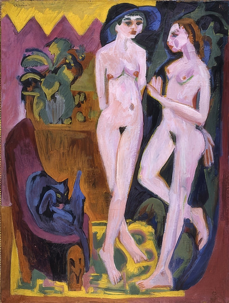 Két akt egy szobában. 1914 alkotó: Ernst Ludwig Kirchner