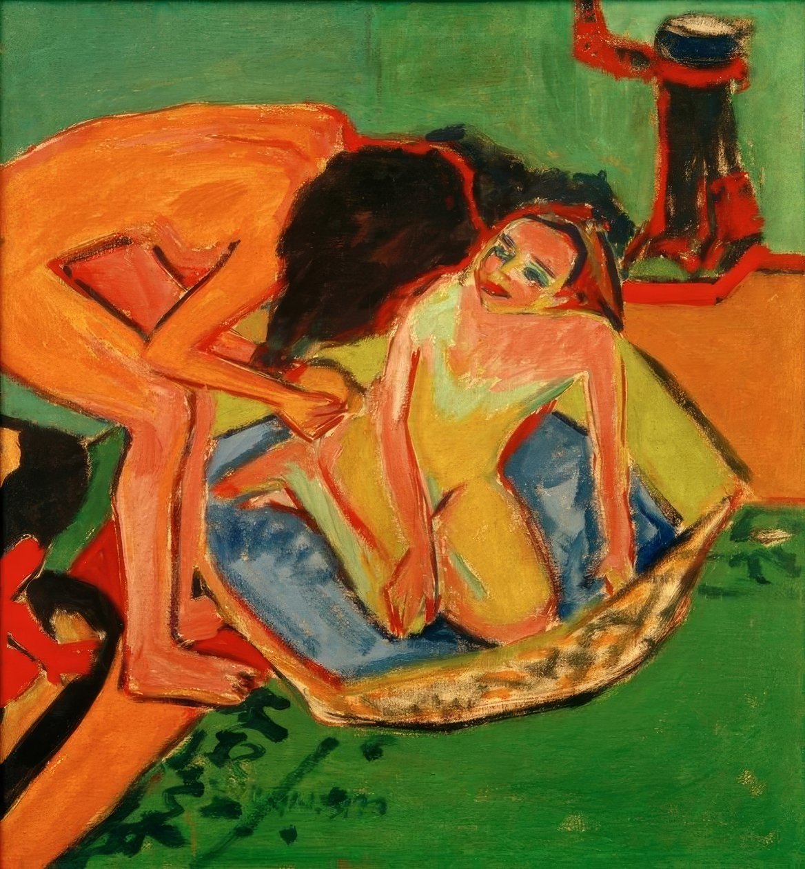 Két akt káddal és sütővel alkotó: Ernst Ludwig Kirchner
