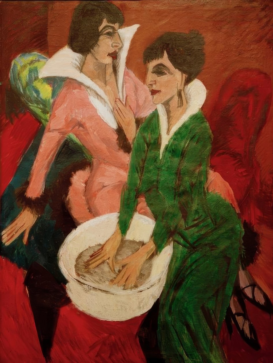 Két nő mosogatóval; A nővérek alkotó: Ernst Ludwig Kirchner