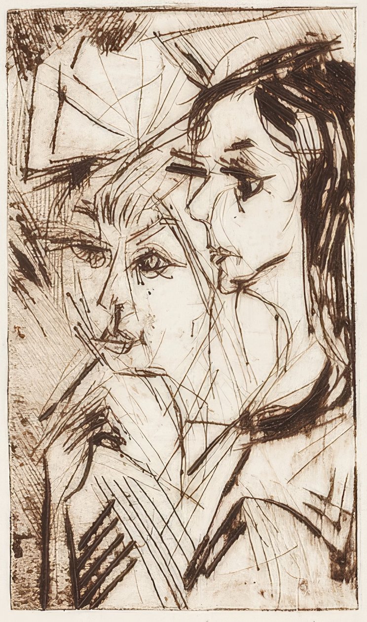 Két lány feje. 1919 alkotó: Ernst Ludwig Kirchner