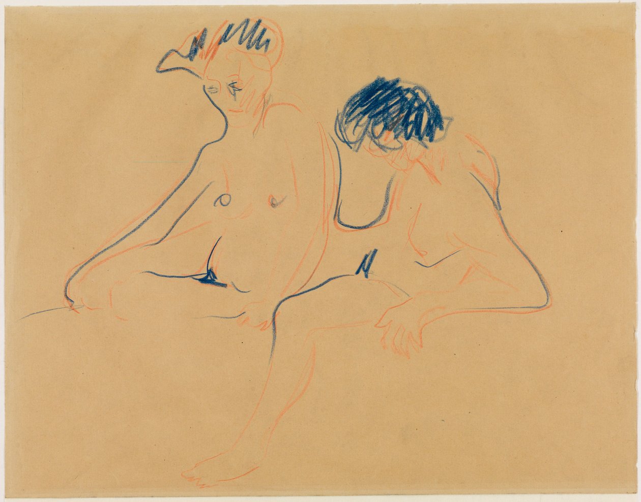 Két ülő akt (vagy: Meztelen pár) alkotó: Ernst Ludwig Kirchner