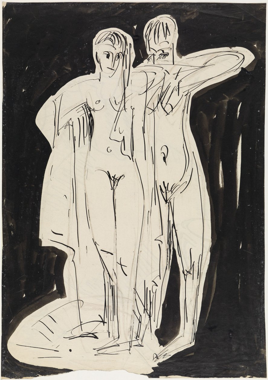Két álló akt, akik megtörülköznek alkotó: Ernst Ludwig Kirchner
