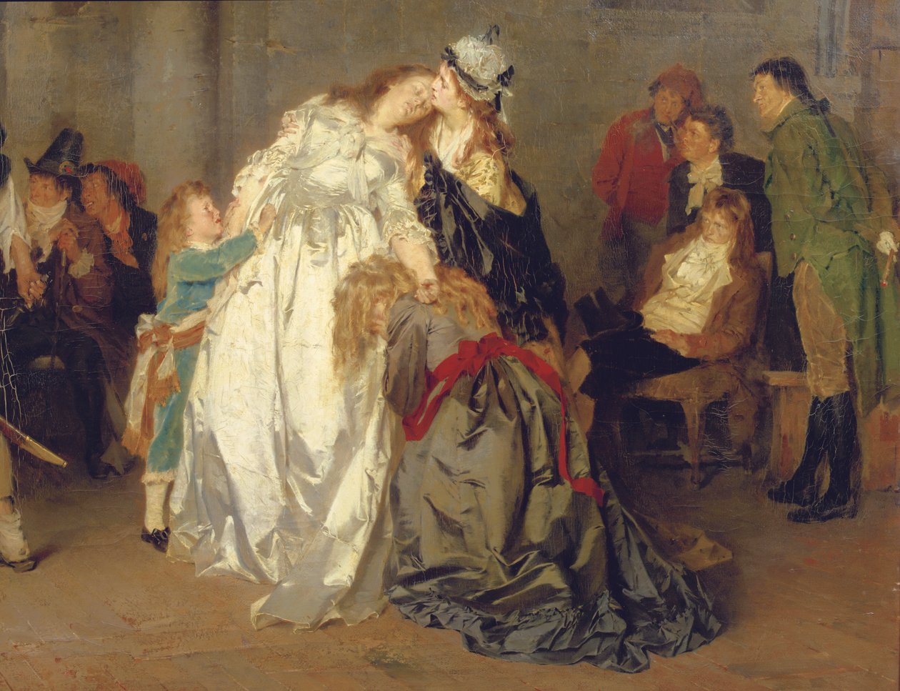 XVI. Lajos francia király búcsúzik családjától a templomi börtönben, részlet, 1873 alkotó: Ernst Meisel