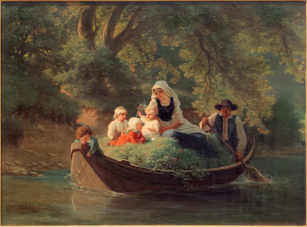Parasztcsalád egy csónakban alkotó: Ernst Schalck
