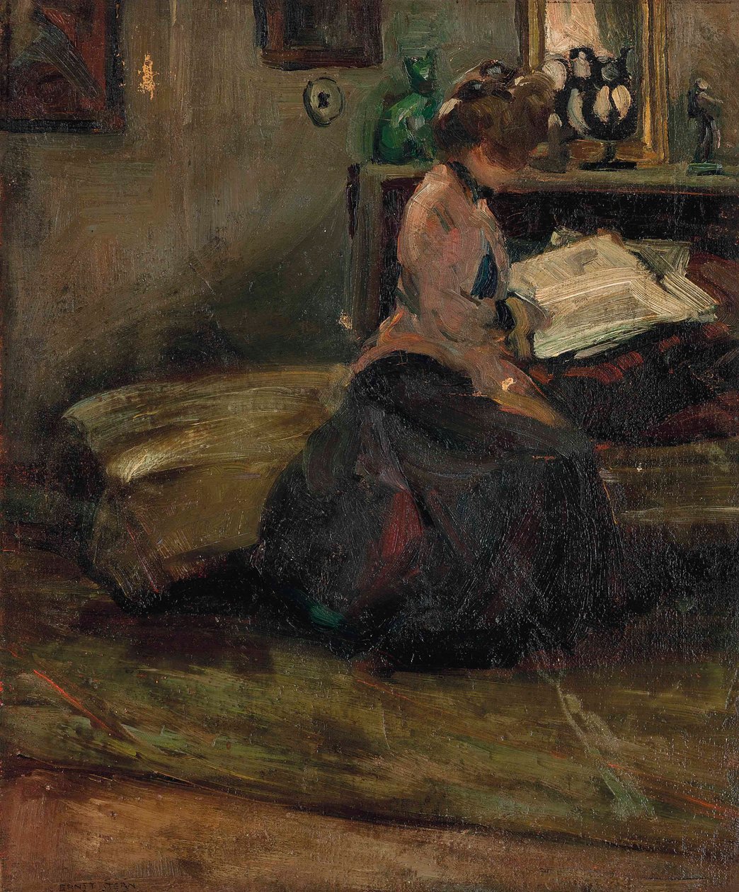 Lady Reading (olaj, vászon) alkotó: Ernst Stern